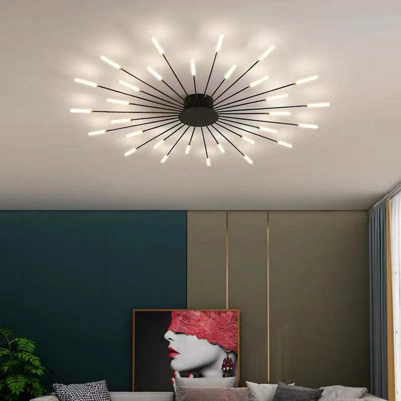 Plafondlamp vuurwerk-design zwart goud LED metaal acryl flush mount woonkamer slaapkamer modern luxe | Sulvida