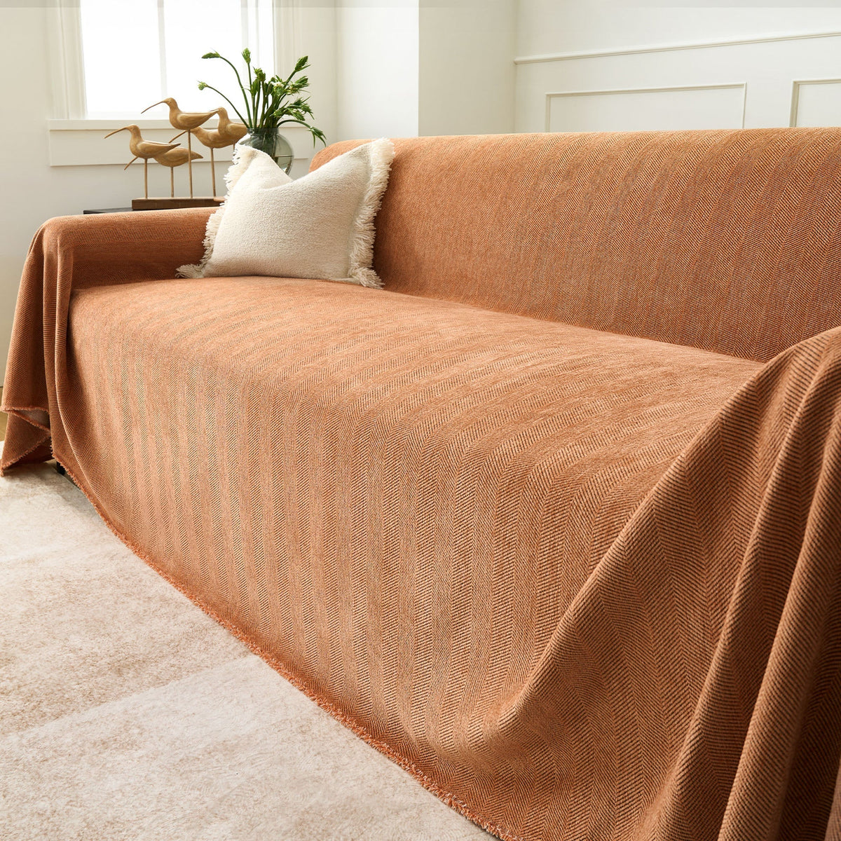 Geweven Bankhoes Visgraat Patroon Meubelbeschermer Huisdiervriendelijk Wasbaar Decoratief Sofa Woonkamer | Sulvida