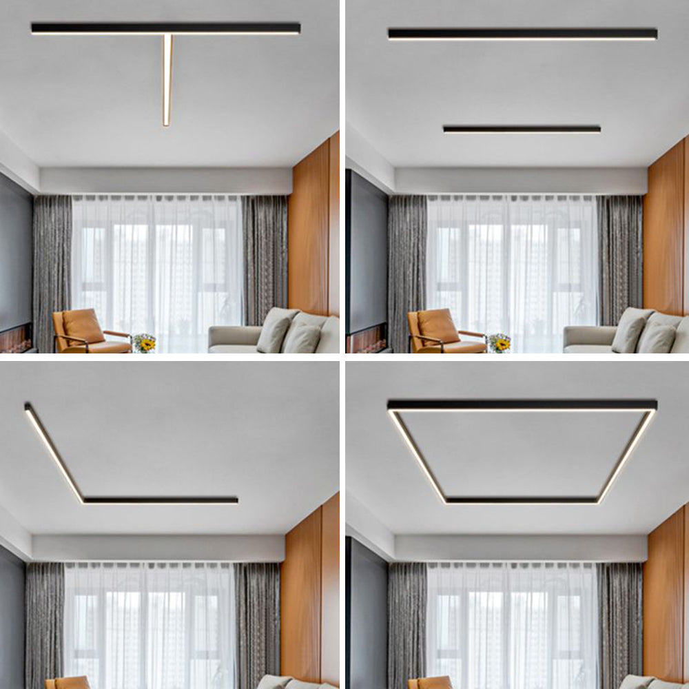 Lineaire Plafondlamp Zwart Metaal Dimbaar LED Integratie Moderne Strakke Wandlamp Plafondverlichting | Sulvida