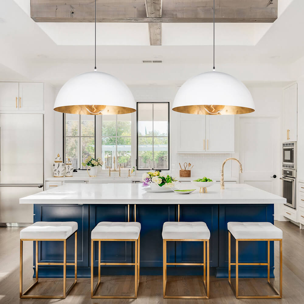 Metalen Koepel Hanglamp Zwart Staal Oversized Design Industrieel Goud Binnenzijde Nordic Stijl Verlichting | Sulvida