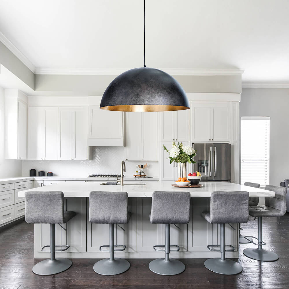 Metalen Koepel Hanglamp Zwart Staal Oversized Design Industrieel Goud Binnenzijde Nordic Stijl Verlichting | Sulvida
