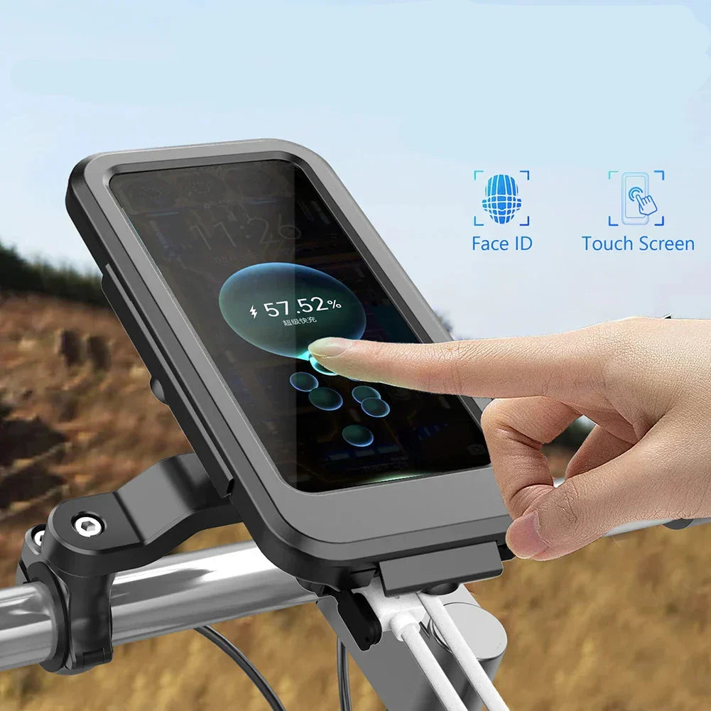 Waterdichte telefoonhouder fietsenstuur met oplaadmogelijkheid powerbank 5000 mAh 15W USB voor smartphone | Sulvida