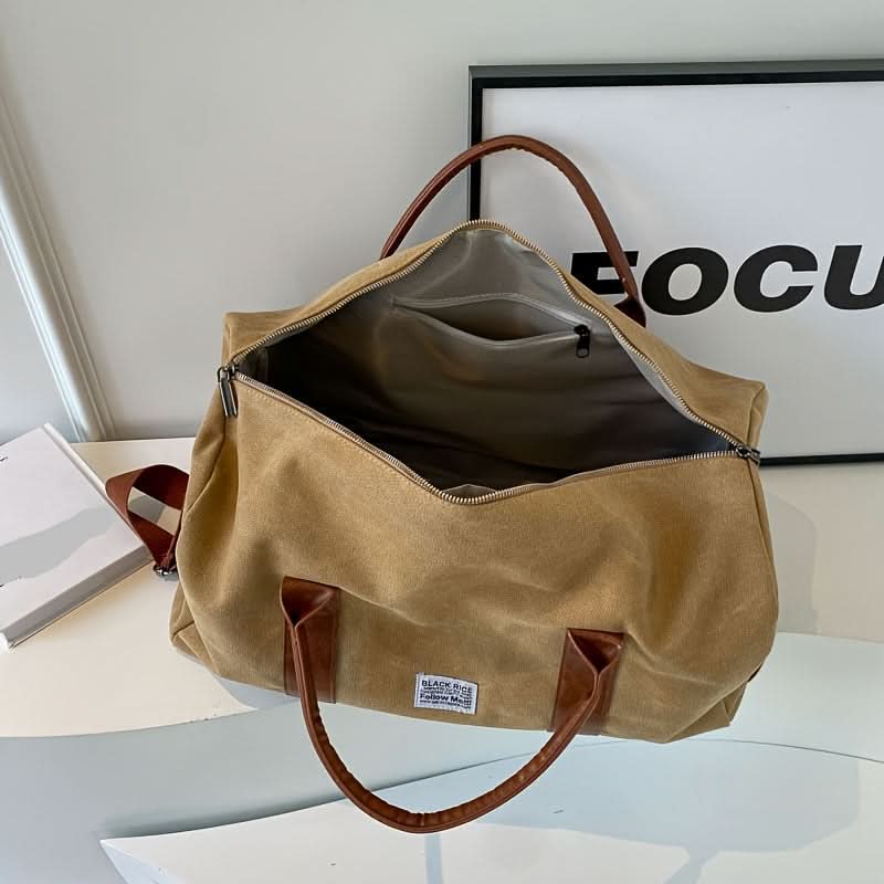 Sac de week-end vintage avec bandoulière renforcée et plusieurs compartiments, sac de voyage en toile 50 cm, vert, noir, kaki | Sulvida