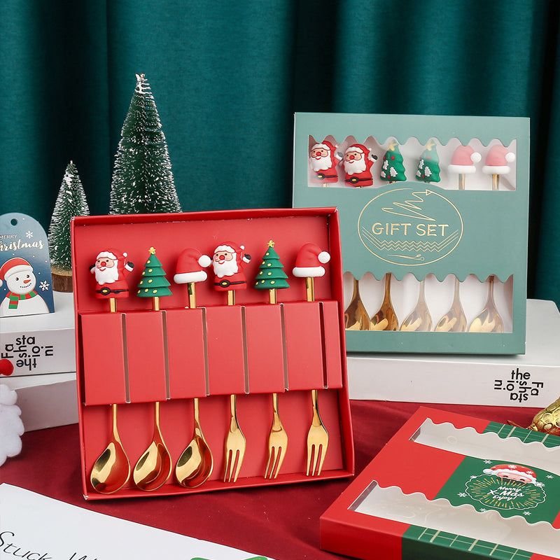 Feestelijk Bestek Set met Kerstthema Roestvrijstalen Vork Lepel Mes Tafelbestek Kerstdiner Decoratie | Sulvida