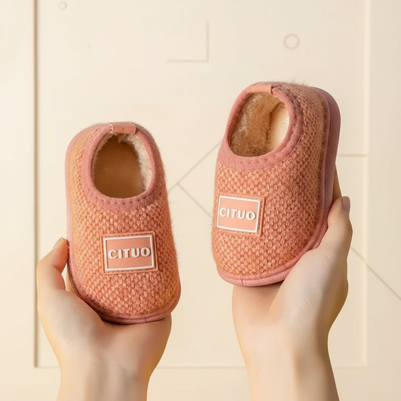 Chaussons d’hiver pour enfants doublés en polaire, avec semelle antidérapante, chauds et doux, rose, vert, marron, 12-18 mois, chaussures pour bébé | Sulvida