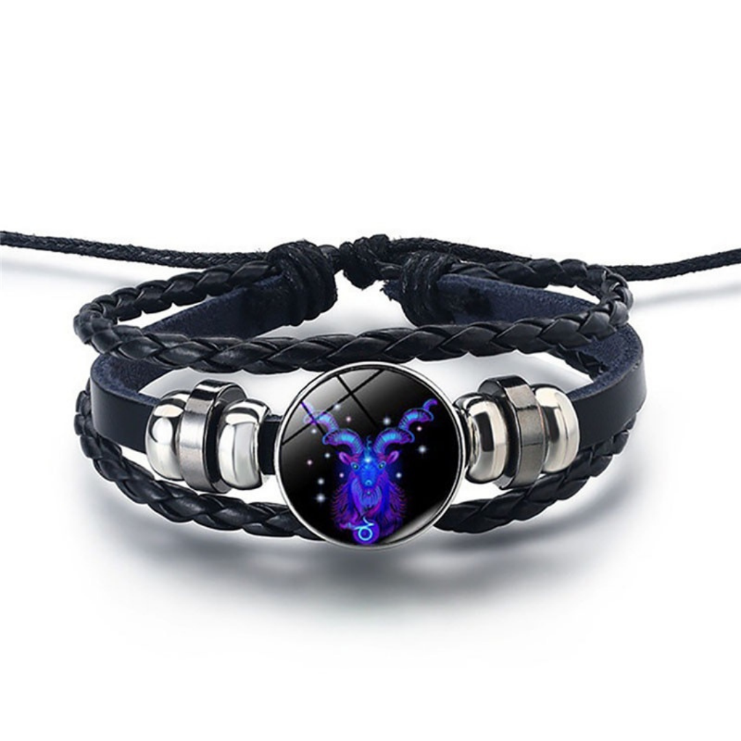 Verstelbare Leren Armband met Blauwe Steenprint Symbool Elegantie Dagelijks Gouden Slot Unisex Sieraad | Sulvida