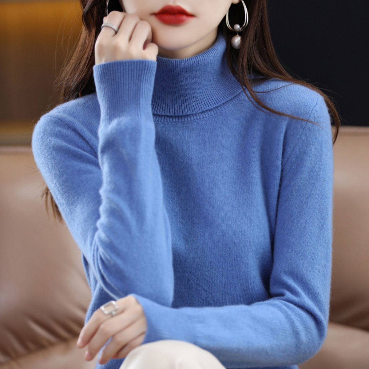 Kasjmier Coltrui voor Dames – Zachte Gebreide Trui met Hoge Kraag voor Wintercomfort en Elegante Stijl | Sulvida