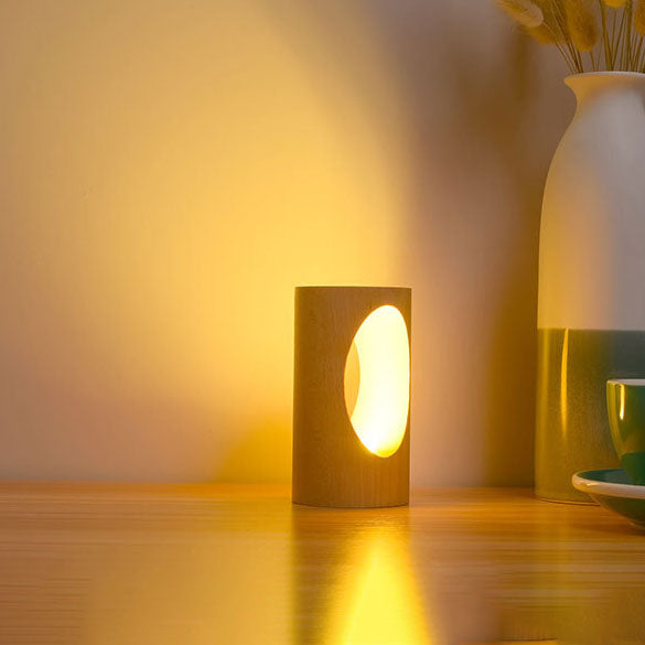 Japanse Houten Tafellamp Rechthoekig LED USB Nachtlampje Warm Licht Massief Hout 3000K Sfeerlamp Slaapkamer | Sulvida