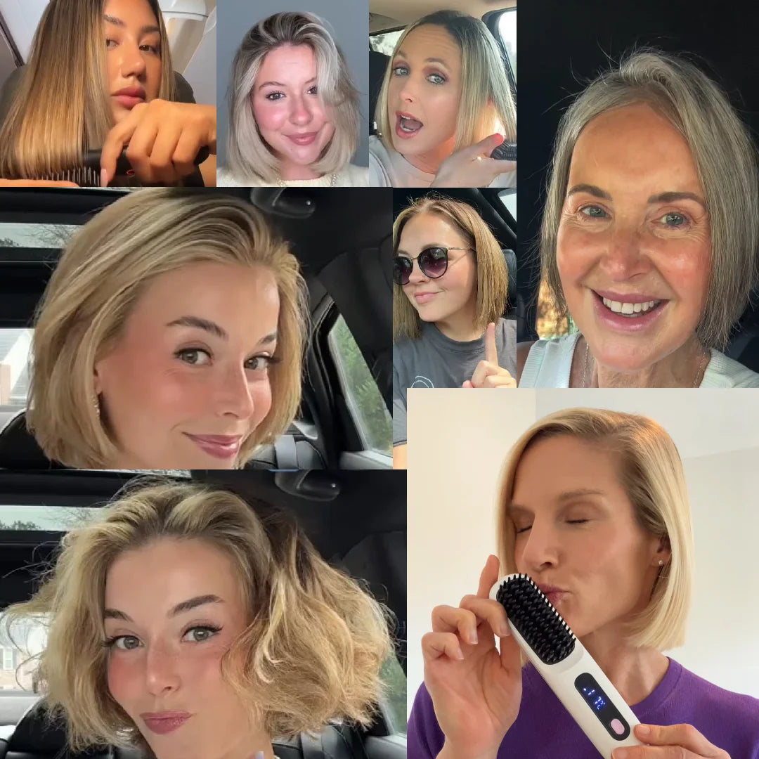 Brosse chauffante coiffante pour cheveux courts et frange, appareil 2-en-1 pour sécher et coiffer, brosse soufflante bouclante | Sulvida