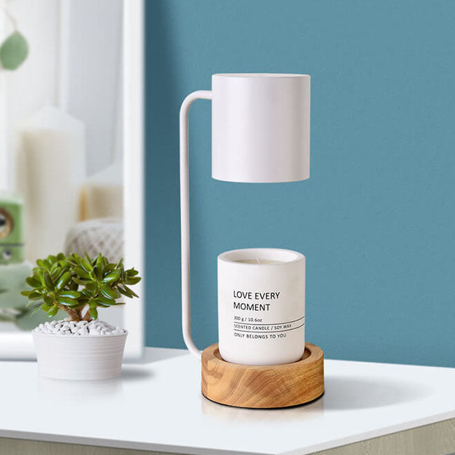 Kaarsenwarmer Lamp Hout met Dimfunctie Elektrisch Verwarmd Geurverspreiding Vlamvrij Sfeerverlichting 17×33cm | Sulvida