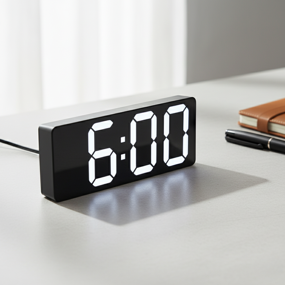 Digitale Wekker met LED Spiegel Display Tijd Datum Temperatuur Alarm Snooze Functie Slaapkamer Kantoor | Sulvida