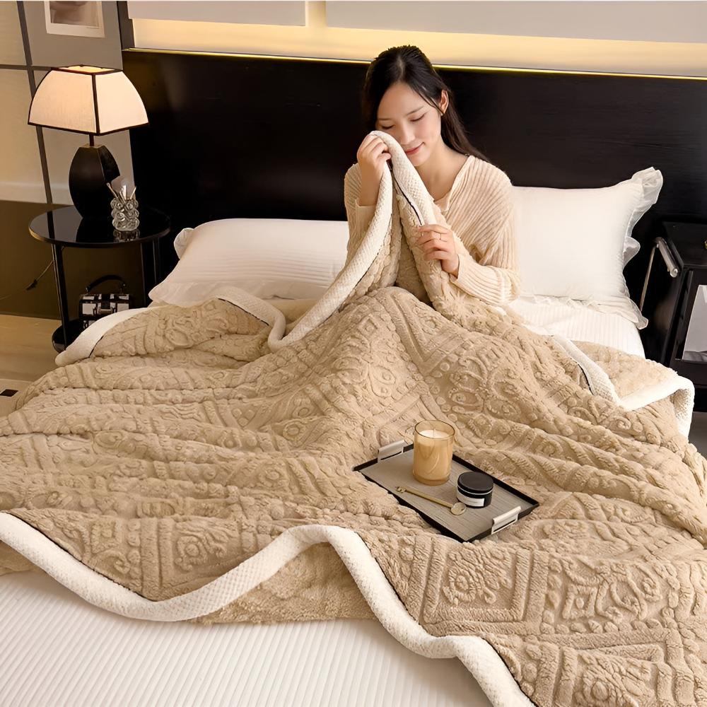 Dubbellaagse Sherpa Plaid Mandala Design met Fluweeltouch Decoratief Woonplaid voor Bank en Bed Luxe Deken | Sulvida