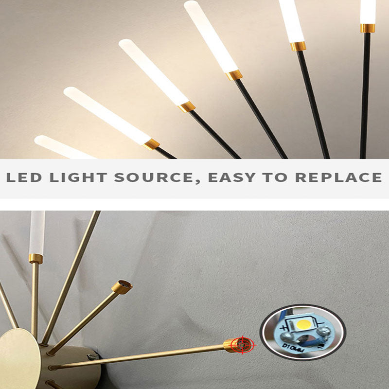LED Plafondlamp Vuurwerk Metaal Acryl Zwart Goud Dimbaar Modern Design Woonkamer Slaapkamer Eetkamer Decoratief | Sulvida
