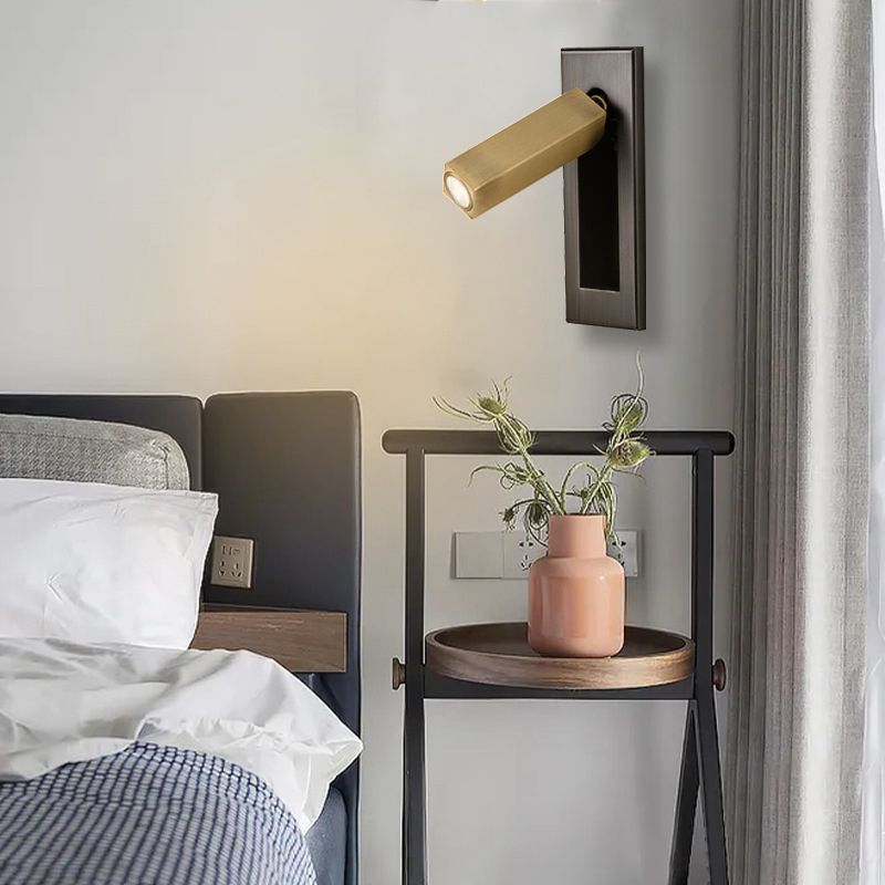 Draaibare wandspot cilinder vierkant LED instelbaar slaapkamer bedlamp dimbaar metaal modern leeslamp design | Sulvida