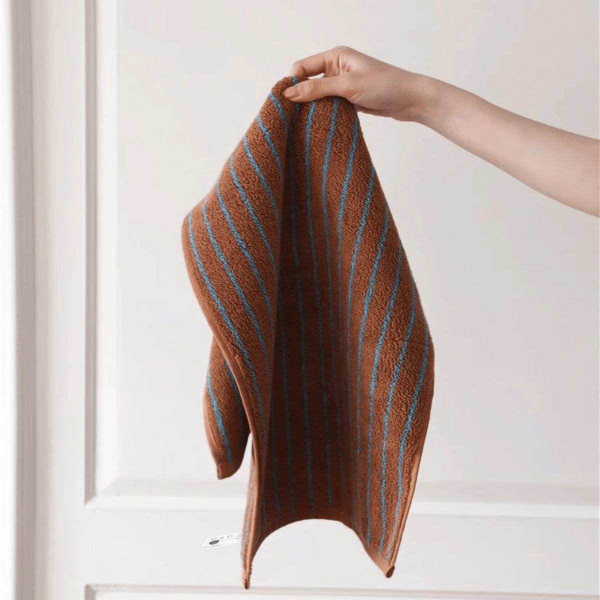 Handdoek Katoen Gestreept Roest Turquoise Gezichts Badhanddoek 100% Natuurlijk Klassiek Retro Design Badkamer | Sulvida