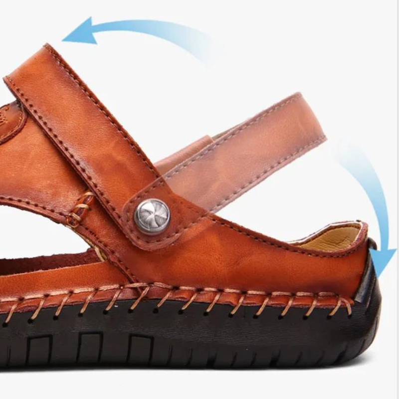 Leren Herensandalen met Gesloten Teen Zwart Bruin Beige Comfortabele Slip-on Zomersandalen voor Mannen | Sulvida