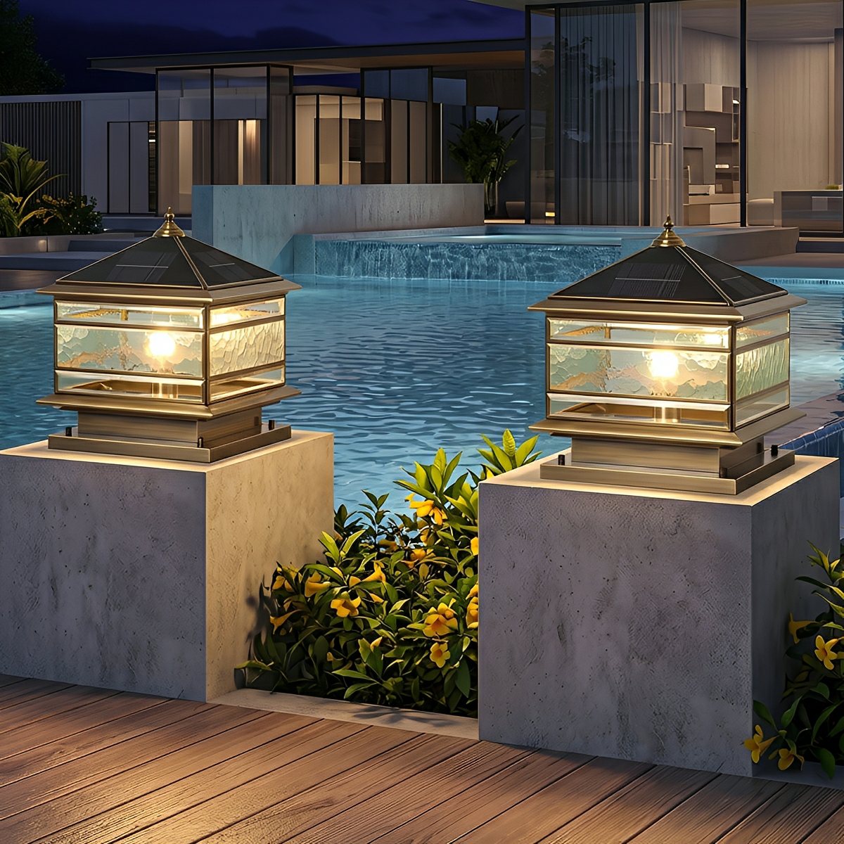 Buitenlamp Koperen Paal Sfeervol Tuinverlichting Solar Hardwired Tuin Oprit Terras Balkon Wandelpad Pad | Sulvida