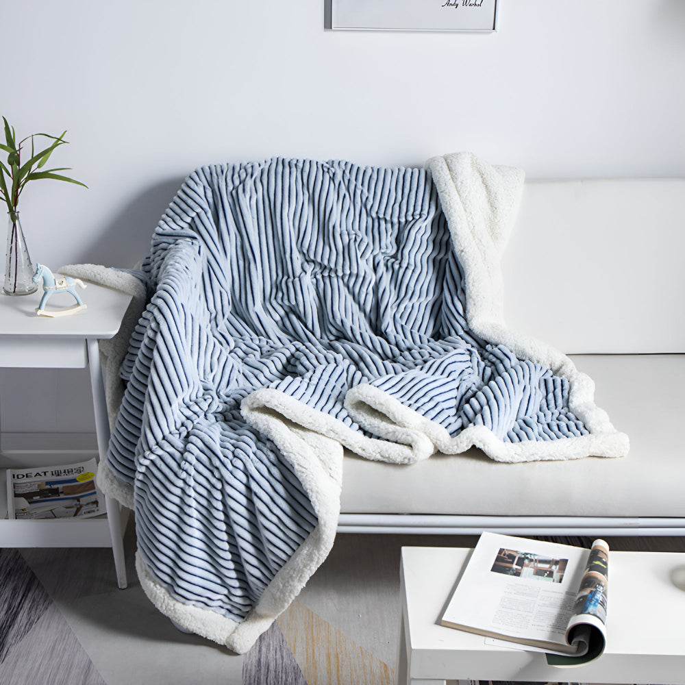 Dubbelzijdige Sherpa Plaid Gestreept met Fleece – Zacht Warm Dekbed voor Bank Bed Sofa Woonkamer en Lounge | Sulvida