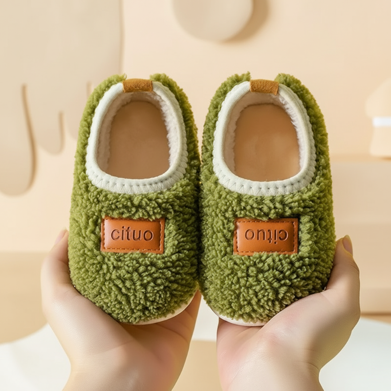 Chaussons d’hiver pour enfants doublés en polaire, avec semelle antidérapante, chauds et doux, rose, vert, marron, 12-18 mois, chaussures pour bébé | Sulvida
