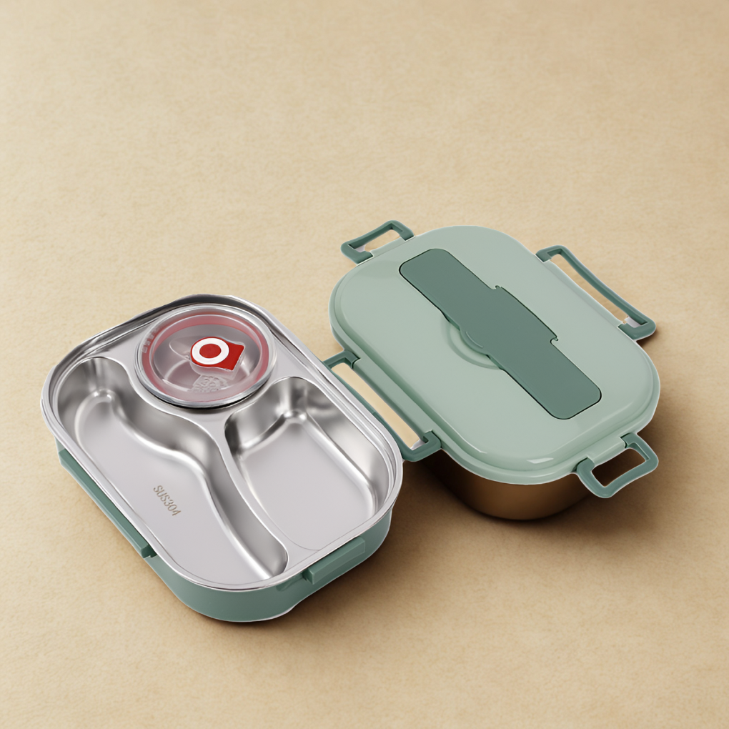 Roestvrijstalen Lunchbox met Vakken Lekvrij Warm en Koud Thermische Voedselcontainer voor Werk en School | Sulvida