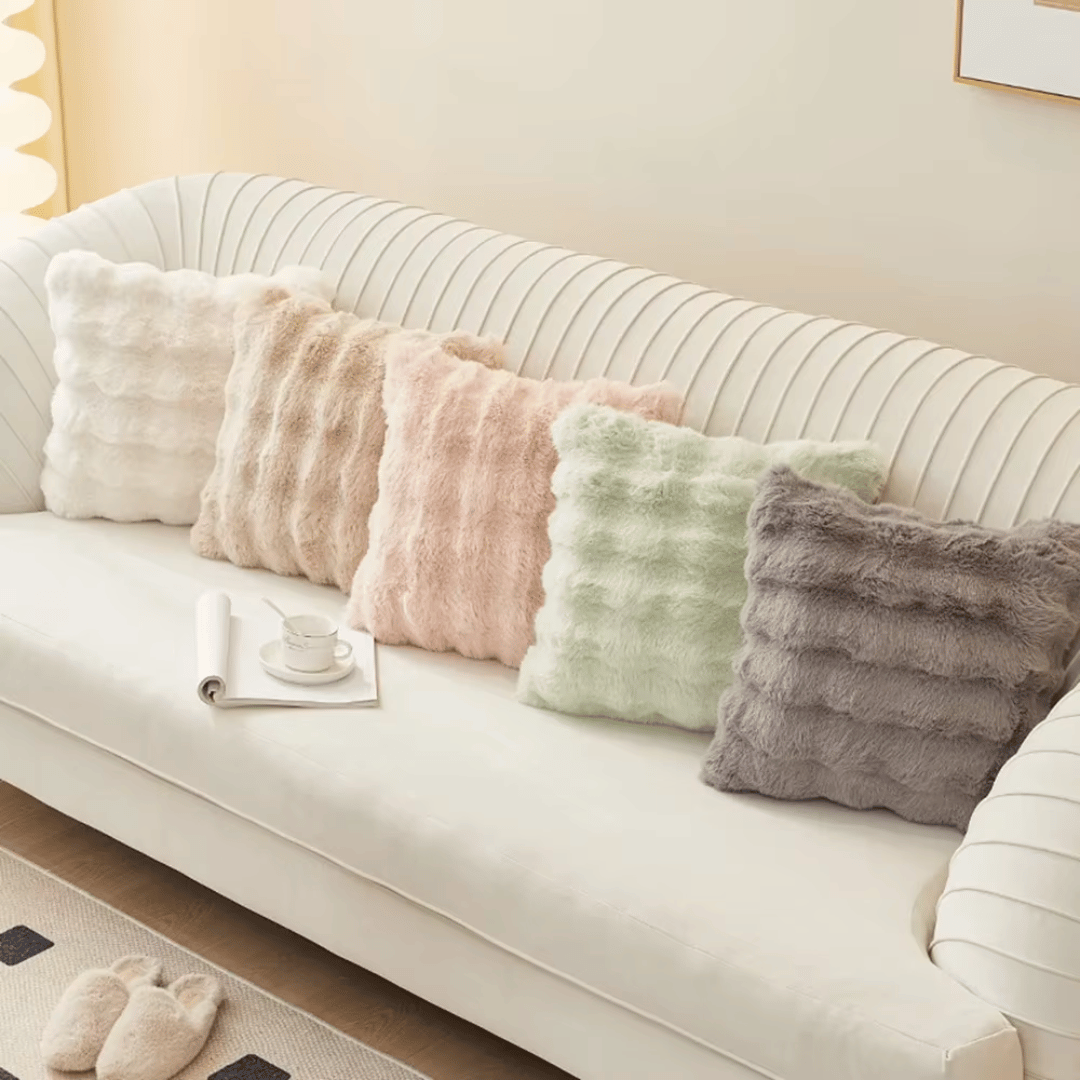 Kussenhoezen Nimbus Touch - Zachte Pluche Nepbont Kussenslopen Luxe Sierkussens Handgemaakt 43×43 cm Woonkamer | Sulvida