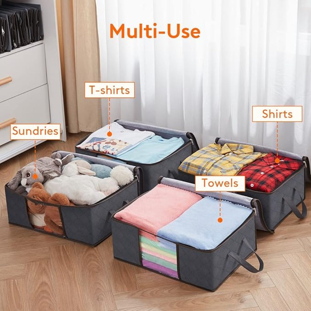 Opbergtas XXL voor kleding dekbedden dekens overtrekken ondergoed 60x40x35 cm opvouwbaar transparant venster | Sulvida