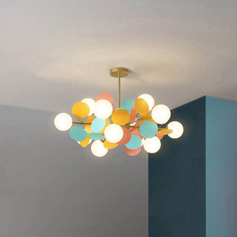 Hangkroonluchter Bloementak Gekleurd Glas voor Woonkamer Eetkamer Slaapkamer Plafondverlichting LED Lamp | Sulvida