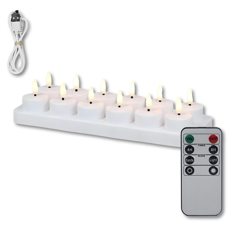 Oplaadbare LED-Kaarsen Set met Afstandsbediening – Vlamloze Sfeerkaarsen met Timer voor Veilig Interieur | Sulvida