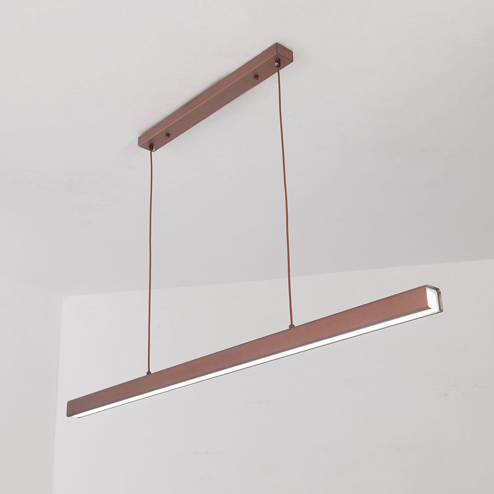 Moderne LED Hanglamp Lineair Design Zwart Bruin Dimbaar Eettafel Woonkamer Metaal Acryl 80-150cm Eetkamer | Sulvida