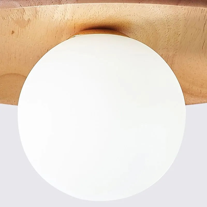 Houten Plafondlamp met Glazen Kap 18cm 28cm G9 Fitting Scandinavisch Natuurlijk Hout Design Keuken Gang Hal | Sulvida