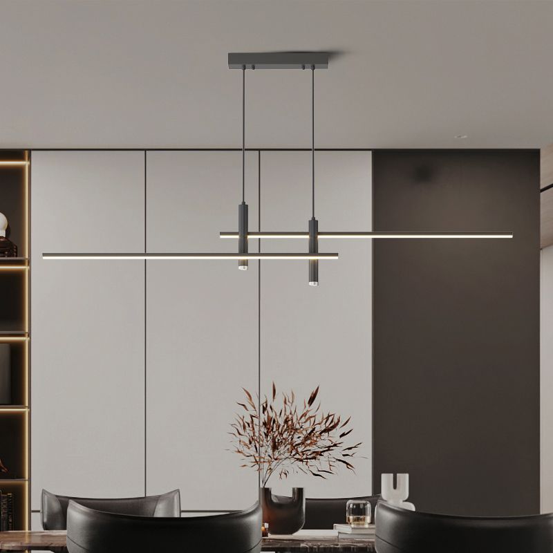 Lineaire Hanglamp Metaal Zwart of Goud Eetkamer Keuken Spotverlichting Modern Design LED Verstelbaar | Sulvida