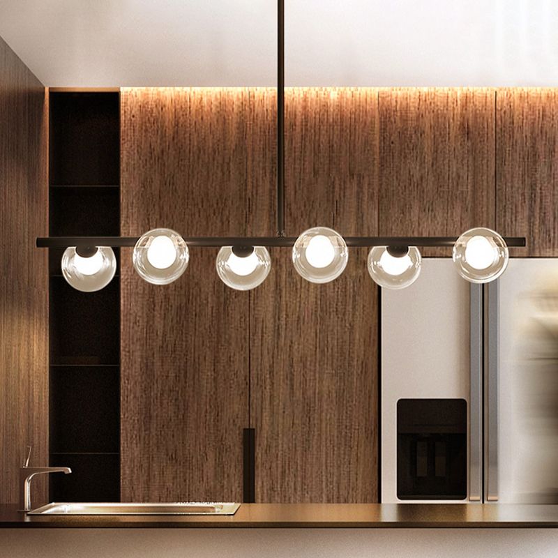 Hanglamp Lineair Glas Metaal 5-6 Lichtpunten Scandinavisch Design Eetkamer Keukeneiland Woonkamer Armatuur | Sulvida