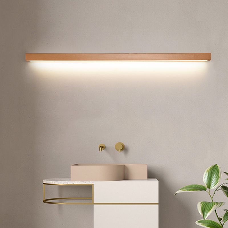 Moderne Wandlamp Hout met Acryl Spiegelverlichting voor Badkamer Slaapkamer Woonkamer Design 60 tot 120 cm | Sulvida