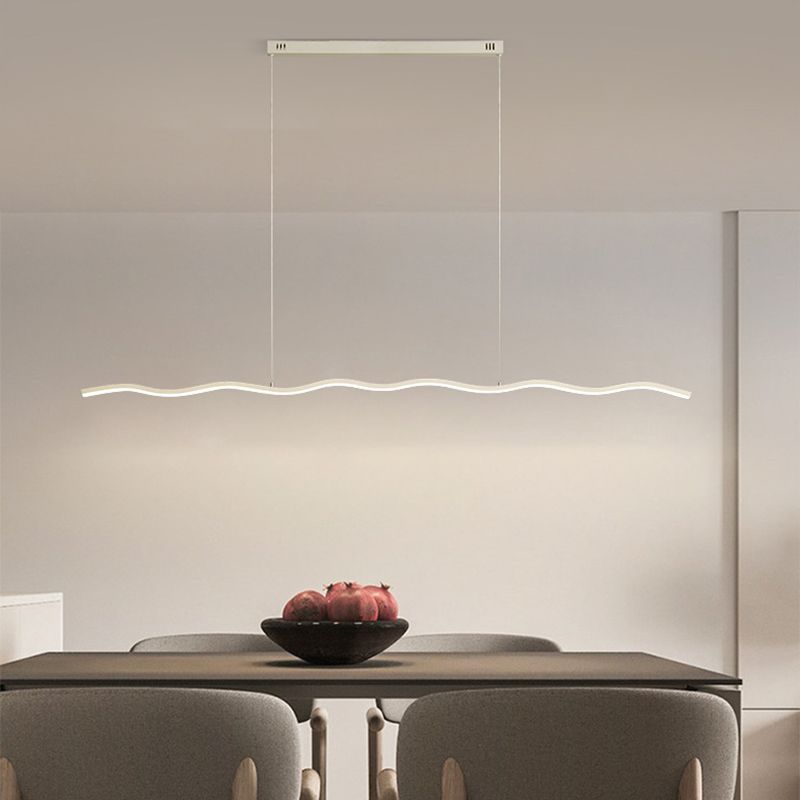 Moderne LED Hanglamp Golvende Lijn Zwart Wit Design Woonkamer Slaapkamer Eetkamer Dimbaar Verstelbaar | Sulvida