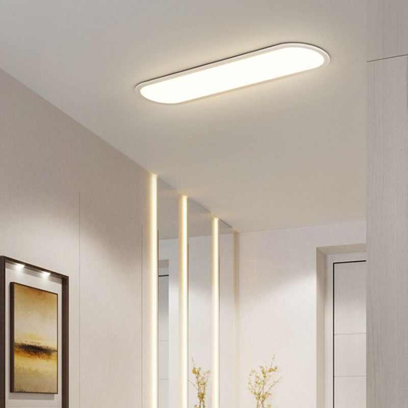 Ovale plafondlamp in metaal en acryl voor woonkamer slaapkamer dimbaar warm neutraal koel wit modern design | Sulvida