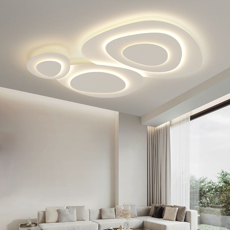 Metalen plafondlamp wit modern design LED dimbaar woonkamer slaapkamer elegant strak interieur sfeerverlichting | Sulvida