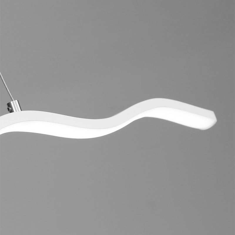 Moderne LED Hanglamp Golvende Lijn Zwart Wit Design Woonkamer Slaapkamer Eetkamer Dimbaar Verstelbaar | Sulvida