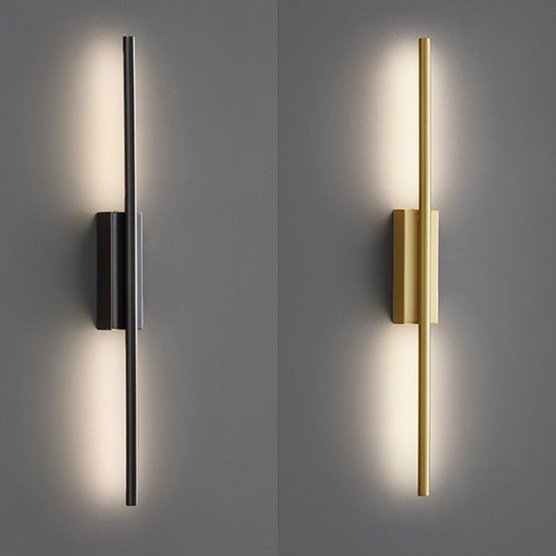 Moderne LED Wandlamp Metaal Acryl Lineair Design Slaapkamer Woonkamer Gang 61-120cm Zwart Goud Verlichting | Sulvida