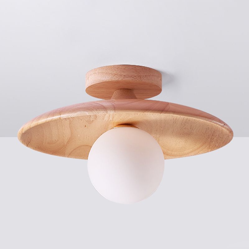 Houten Plafondlamp met Glazen Kap 18cm 28cm G9 Fitting Scandinavisch Natuurlijk Hout Design Keuken Gang Hal | Sulvida