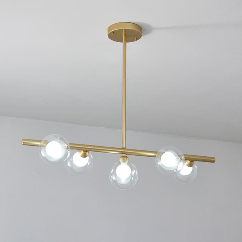 Hanglamp Lineair Glas Metaal 5-6 Lichtpunten Scandinavisch Design Eetkamer Keukeneiland Woonkamer Armatuur | Sulvida