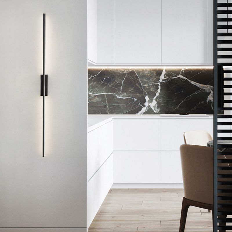 Moderne LED Wandlamp Metaal Acryl Lineair Design Slaapkamer Woonkamer Gang 61-120cm Zwart Goud Verlichting | Sulvida