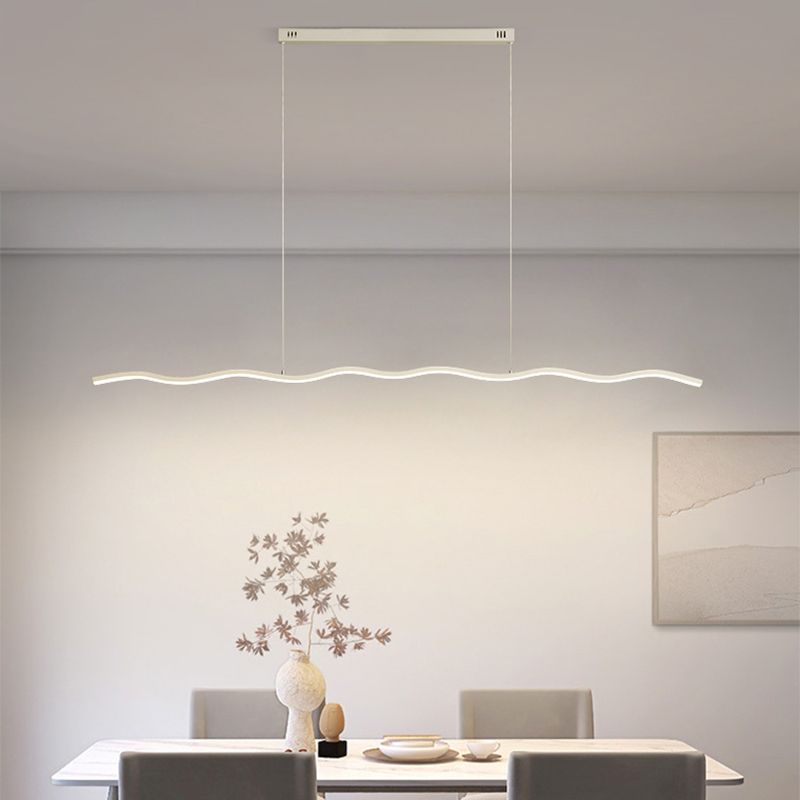 Moderne LED Hanglamp Golvende Lijn Zwart Wit Design Woonkamer Slaapkamer Eetkamer Dimbaar Verstelbaar | Sulvida