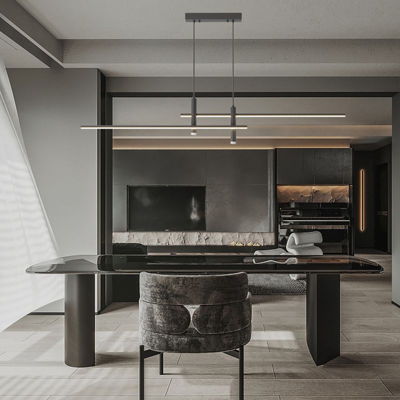 Lineaire Hanglamp Metaal Zwart of Goud Eetkamer Keuken Spotverlichting Modern Design LED Verstelbaar | Sulvida
