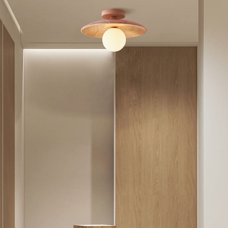 Houten Plafondlamp met Glazen Kap 18cm 28cm G9 Fitting Scandinavisch Natuurlijk Hout Design Keuken Gang Hal | Sulvida