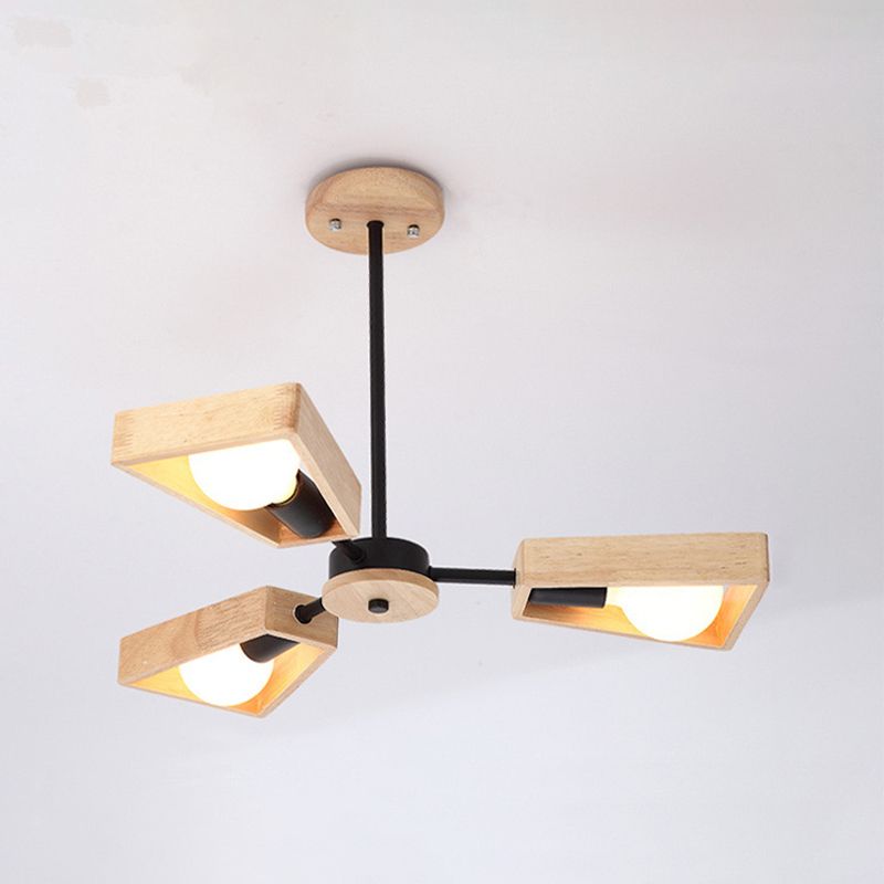 Geometrische Houten Sputnik Kroonluchter Modern Design Zwart Wit Massief Hout Metaal 3 5 6 8 Lichtpunten Eetkamer Lamp | Sulvida