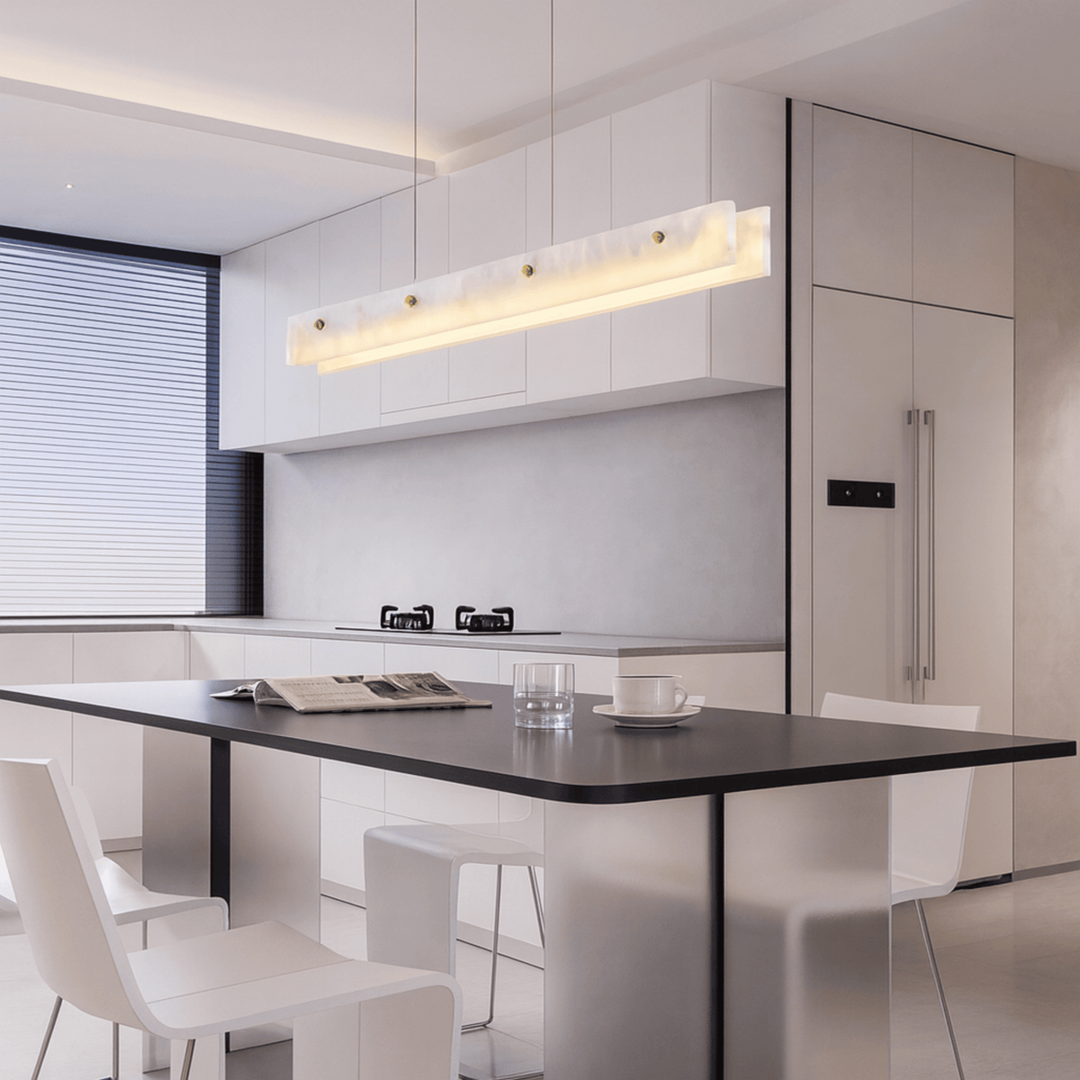 Marmeren Lineaire Hanglamp Natuursteen Design LED Verlichting Eetkamer Keukeneiland Luxe Moderne Sfeer | Sulvida