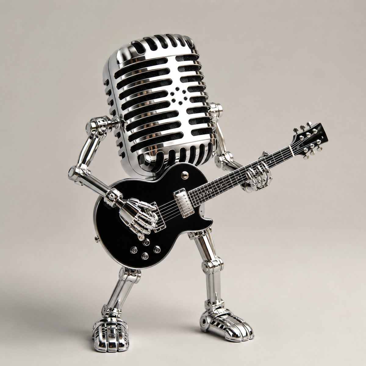 Metalen Tafellamp Robot met Gitaar – Dimbaar Design voor Bureau of Nachtkastje – Speelse Sfeerverlichting | Sulvida