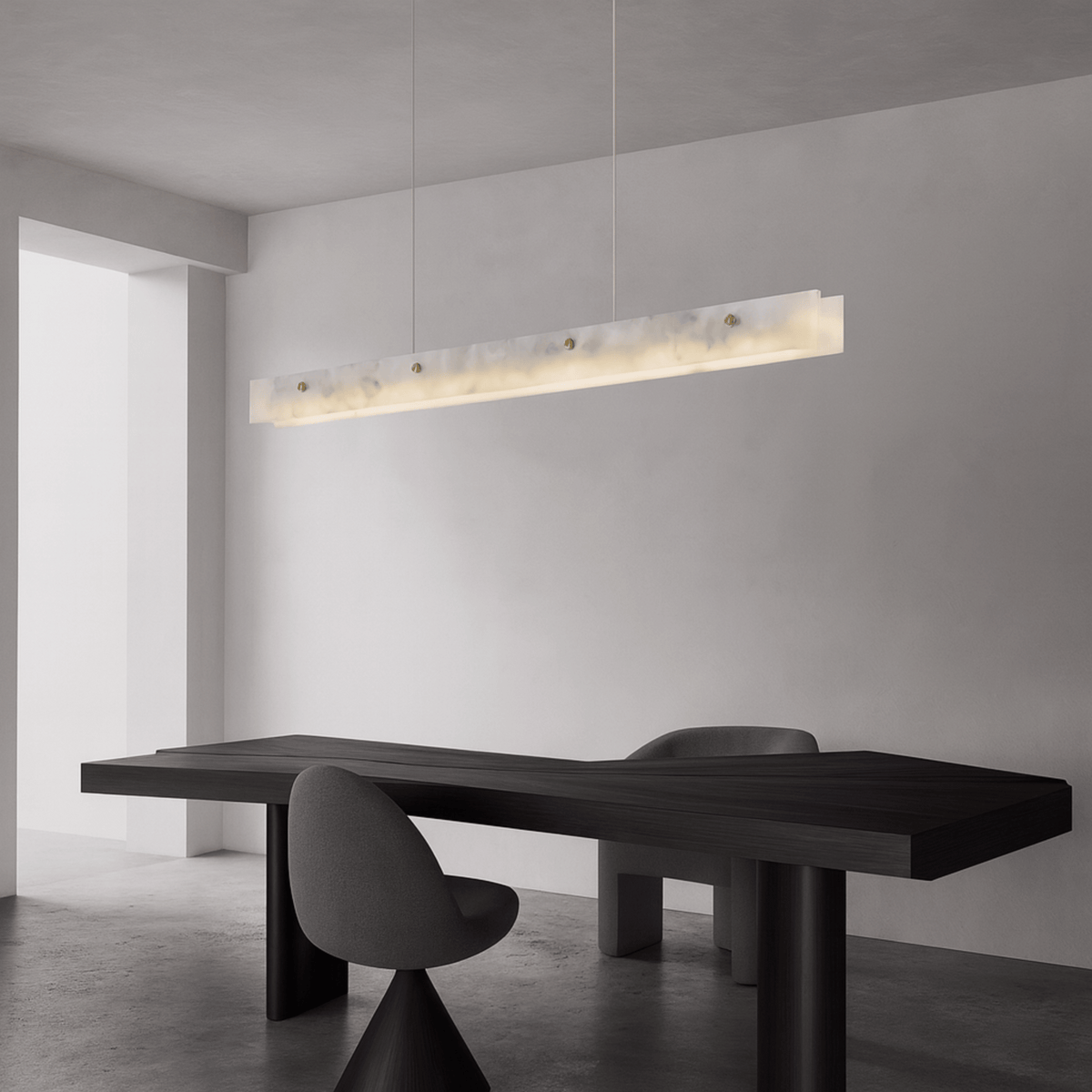 Marmeren Lineaire Hanglamp Natuursteen Design LED Verlichting Eetkamer Keukeneiland Luxe Moderne Sfeer | Sulvida