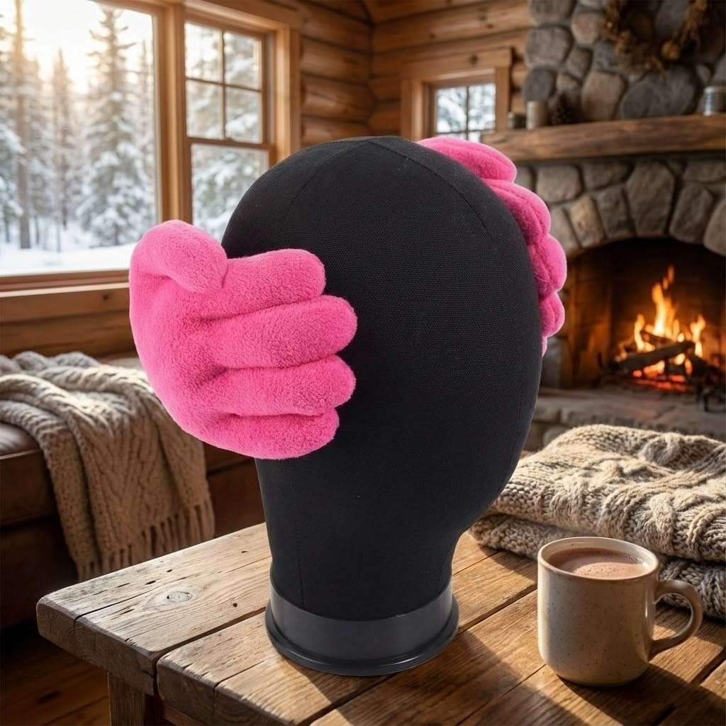 Pluche Oorwarmers Handvorm Winter – Zachte Fleece Oorbeschermers Unisex Gezellig Koud Weer Accessoire | Sulvida