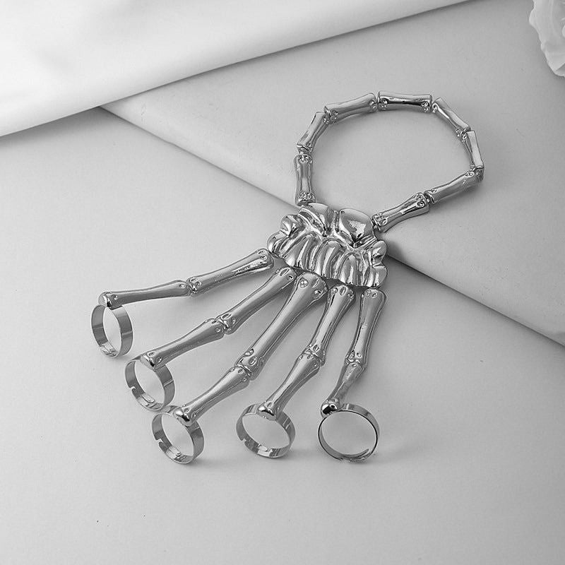 Metalen Skelethand Armketting Zilver Goud Zwart Gothic Sieraad voor Feesten Halloween Kostuum Accessoire | Sulvida
